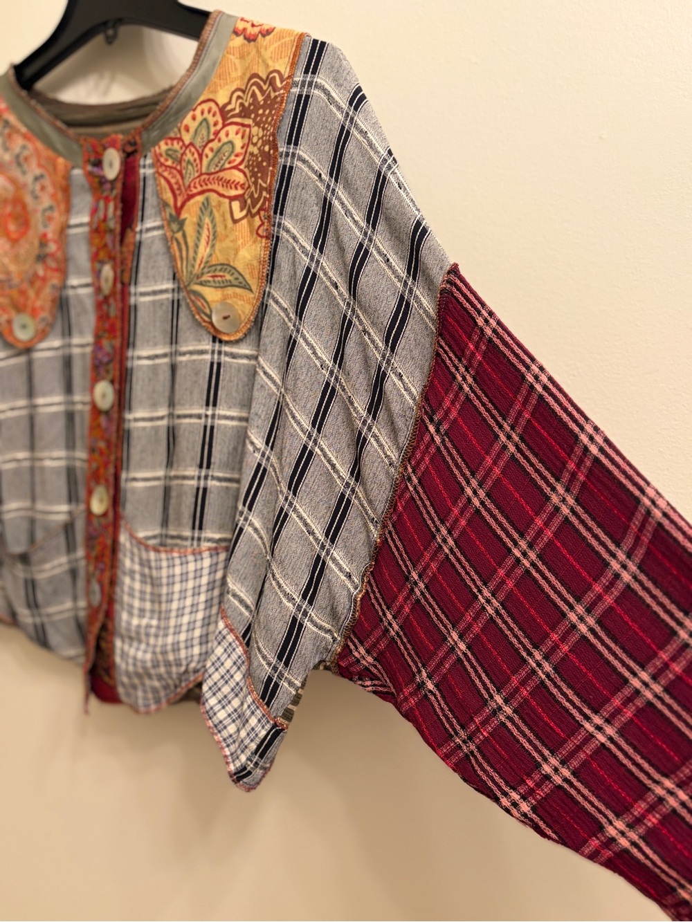 Nothing Matches | Patchwork Button Top- Multicolor - Picture 4 of 10